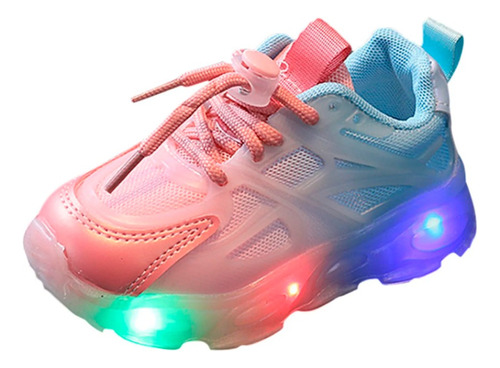 Tenis Tipo Deportivos Con Luces Led Colores Pastel P/niños