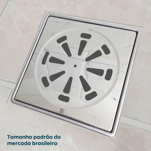 Ralo Quadrado Inox 15x15 E Porta Grelha Ralo De Banheiro