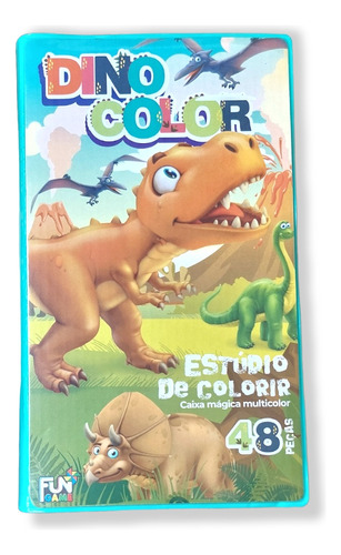 Maleta Estojo Canetinhas Pintura Criança Dinossauro Aquarela