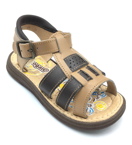 Sandalia/huarache Piel Color:moka Para Niño T:12/14 M:1640