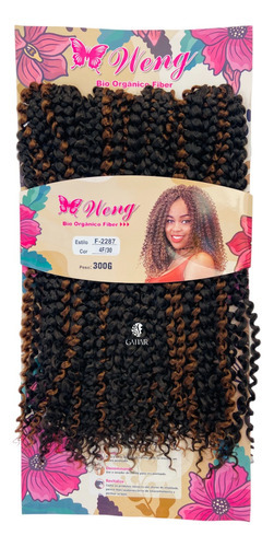 Cabelo Cacheado Weng Miracel 100% Bio Organico P/ Mega Hair Cor Castanho Com mechas Acobreado 4F/30