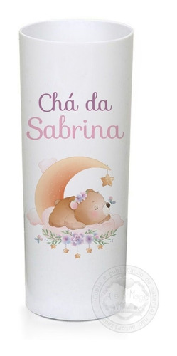 20 Copos Personalizados Long Drink 320ml Ursa Lilás E Rosa