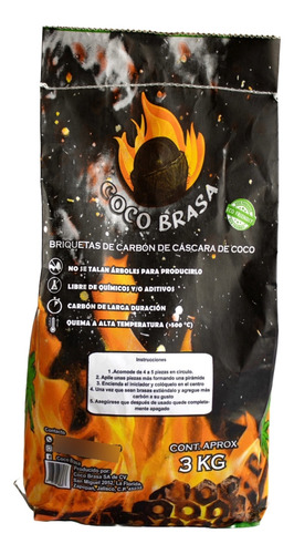 Briquetas De Carbón De Coco, 9 Kg Cocobrasa