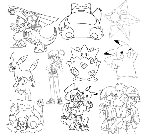 Kit 50 Desenhos Para Colorir Infantil Folha A4 Pokemon Anime