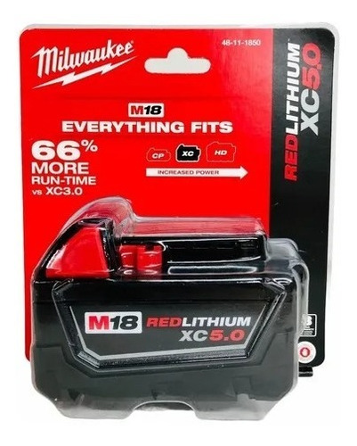 Imagen 1 de 3 de Bateria Milwaukee M18 Xc5.0 Capacidad Prolongada 48-11-1850