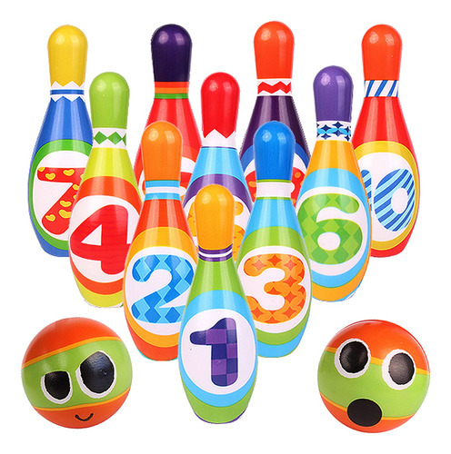 Toyvelt Kids Bowling Set - With 10 Bowling Pins & 2 Balls -