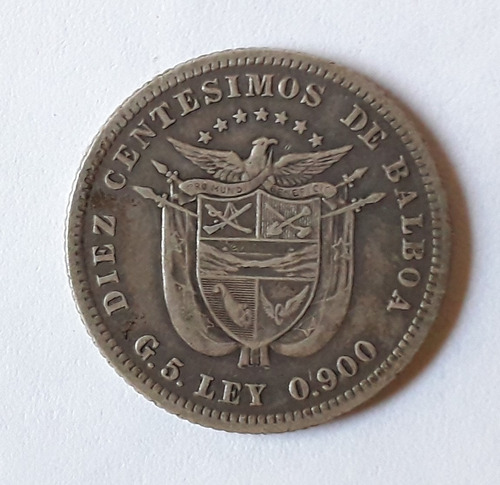 Panama 1904 10 Centésimos De Balboa Monda Plata .900 Km#3