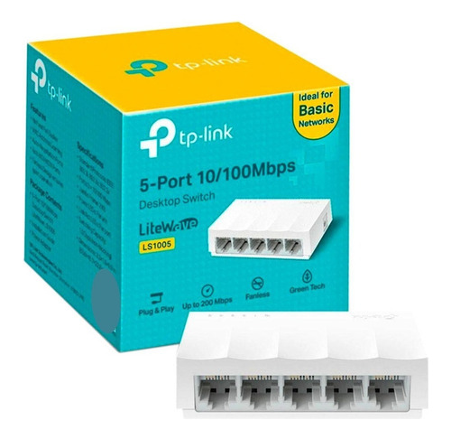 Switch Suiche 5 Puertos Tp-link 10/100 Mbps Red Rj45 Pc