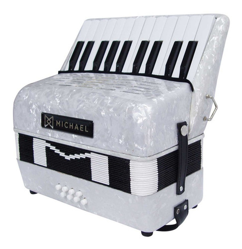 Acordeon Michael Acm0822 Pwh 8 Baixos Branco Perolado