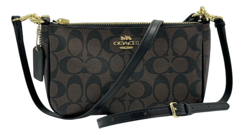 Bolsa De Mano Coach, Monograma C Cafe Oscuro/negro Original