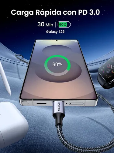 Ugreen Cable Usb-c 2 Metros 60w Para iPhone, Samsung, Etc