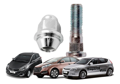 Imagem 1 de 4 de Parafuso Roda Traseiro M12 Hb20 Hb20s I30 Com Porca Hyundai