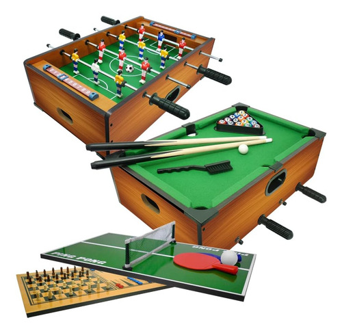 Sport One Futbolín Y Billar De Apoyo. Juego De Mesa 6 En 1