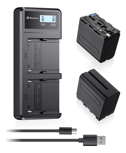 Paquete De 2 Baterias De Repuesto Sony Np-f970 Y Cargador Ra