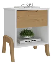 Comprar Mesa De Luz 1 Cajon Y Espacio Sommier Madera Dormitorio Color Blanco\u002Fpino