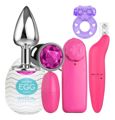 Plug Anal + Vibrador Bullet  Ponto G  Egg Anel Kit Sexshop 