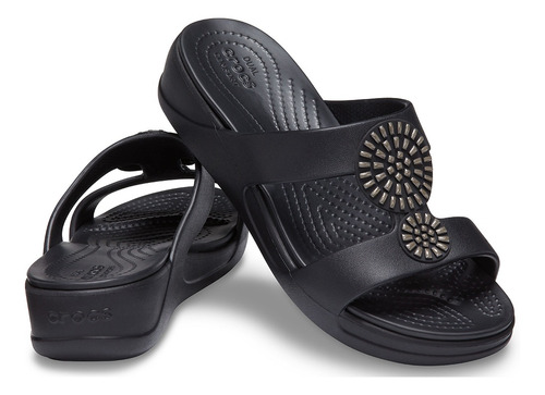 Sandalias Croccs Monterey Diamantes Negro