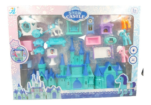 Castillo Azul Para Muñecas Con Accesorios En Caja
