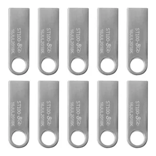 Kit 10 Memorias Usb Stylos 8gb 2.0 Metalica Plata Originales Color Plateado Liso