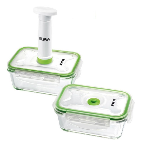 Set Recipientes Taper De Vidrio Con Bomba Vacío V-glass Elma