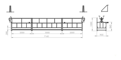 Andaime Suspenso Balancim Manual 7m X 90cm Sem Cabos De Aço