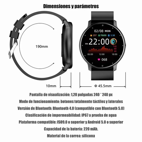 Smartwatch Dongwei Zl02 C Pro 14mm Pantalla Tft Negra