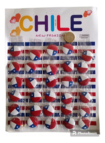30 Mini Chapitas Pin Bandera Chilena 