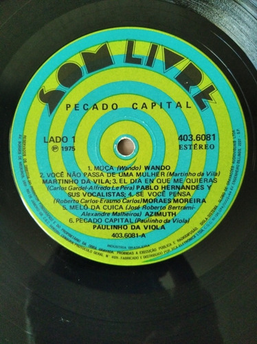 Lp Pecado Capital Luiz Melodia Azimuth Nana Caymmi Moreira (Usado)