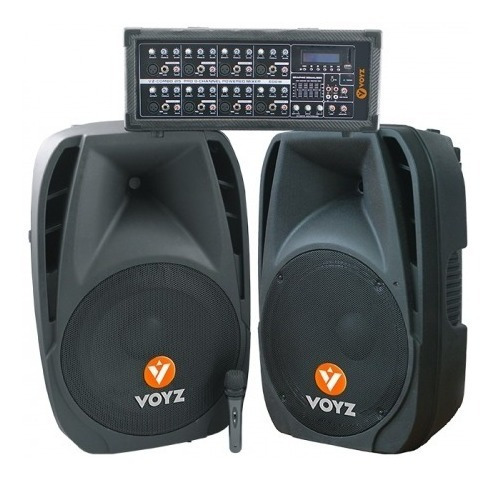 Equipo De Sonido Voyz Dos Bocinas De 15 Y Power Mixer De 8