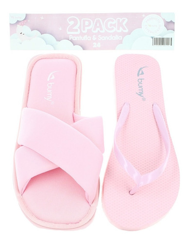 Bumy 2pack Sandalia Y Pantufla Suave Casual Rosa Mujer 81005