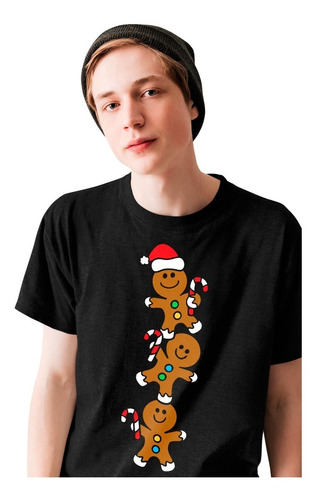 Playera Para Hombre Galletas De Jengibre Navideñas Nvd