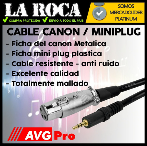 Imagen 4 de 10 de Cable Canon Xlr A Mini Plug 3.5mm 2.5 Metros