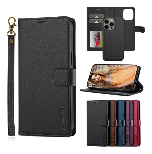 Funda Tipo Cartera De Piel Perforada Extraíble 2 En 1 Para I