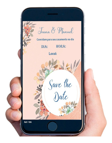 Convite Digital Save The Date Para Casamento Flor