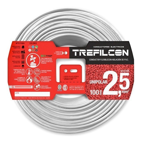 Cables Electricos Unipolar 2.5mm Trefilcon Normalizado 100mt