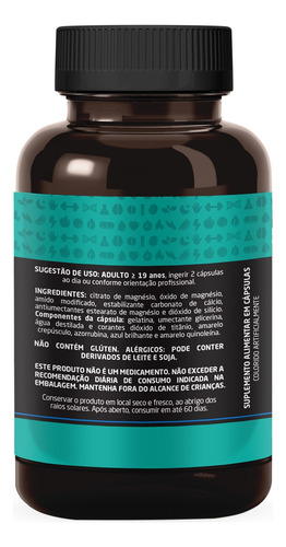 Suplemento Alimentar Uvits Citrato de Magnésio 60 Cápsulas Sem Sabor