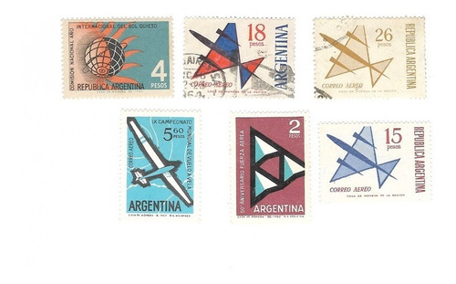 Lt1874. Lote 6 Estampillas De Aviación, 1962-1965