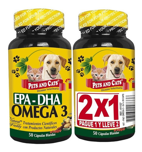  Omega 3 Para Mascotas Epa  Dha X 50 Capsulas X 2 Tarros