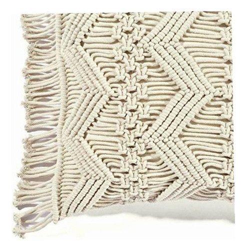 Lush Decor Studio Chevron Macrame Funda De Almohada Neutro Color Beige