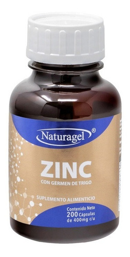 Zinc Con Germen De Trigo 200 Cápsulas De 400mg C/u Naturagel