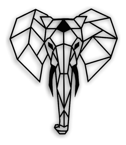 Cuadro Decorativo Elefante Geométrico Mdf 3mm 21,5x18,5cm