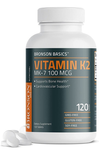 Bronson - Vitamin K2 (mk7) 100 Mcg X 120 Tabs Sabor Neutro