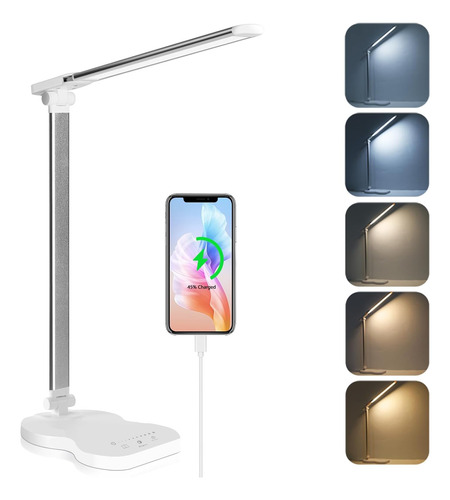 Lámpara De Escritorio Led Con Puerto De Carga Usb, 5 Colores