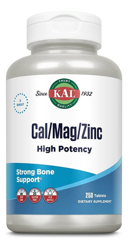 Kal | Cal Mag Zinc High Potency | 250 Tablets