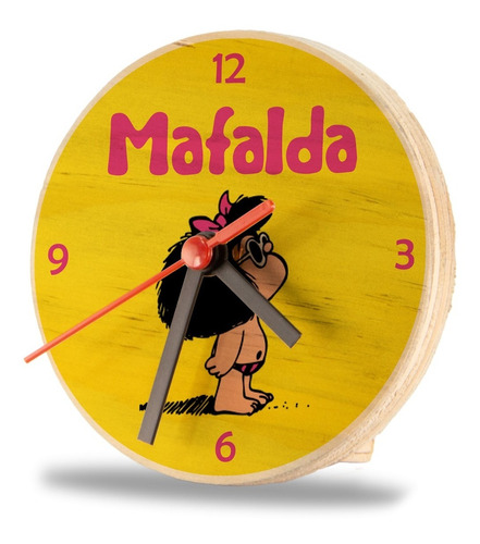 Reloj De Escritorio En Madera Mafalda Amarillo