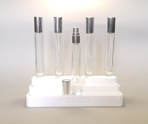 Frasco De Vidrio Perfume Decant 10ml A A Rosca X 50 Unidades Plateado