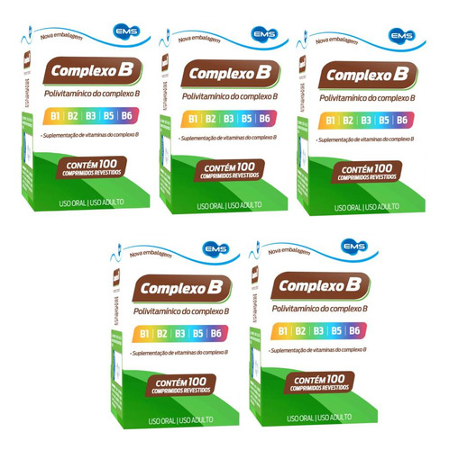 Kit Complexo B Com 5 Caixas De 100 Comprimidos Cada