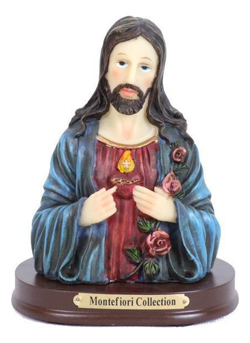Escultura Sagrado Coração De Jesus Com Luz 13cm