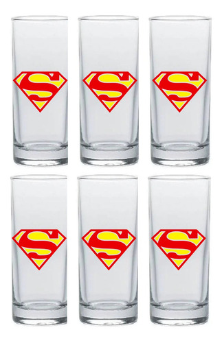 Copa Superman Shots Aguardientera Tequila Pack X 6 Unid