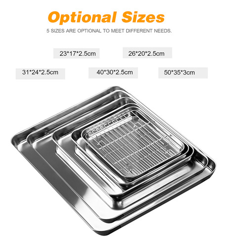Bandeja Para Hornear De Fondo Plano De Acero Inoxidable Con